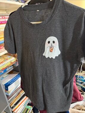 Woman Dark Gray Ghost Graphic Tee - Unbranded